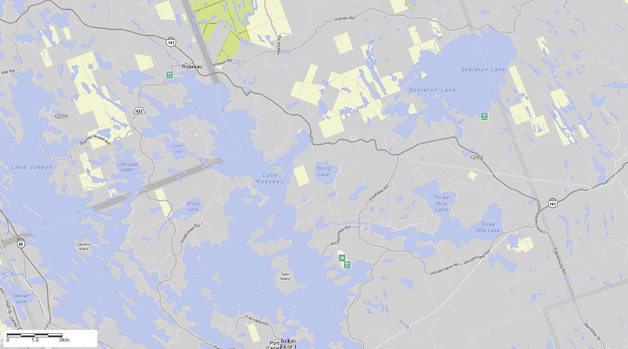 Crown Land Map of Bruce Lake in Municipality of Muskoka Lakes and the District of Muskoka
